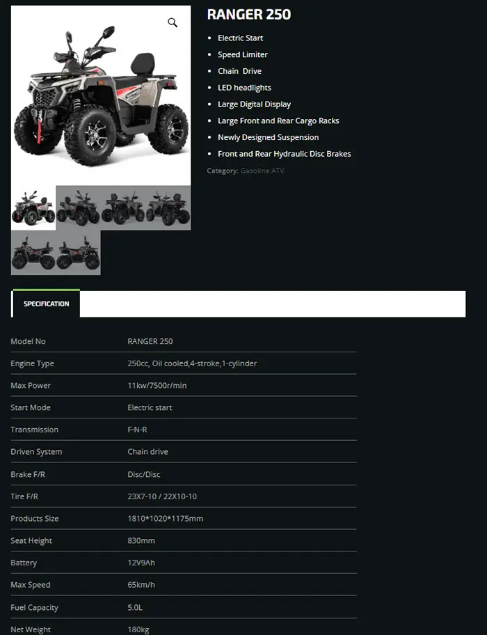 RANGER 265 Official Spec